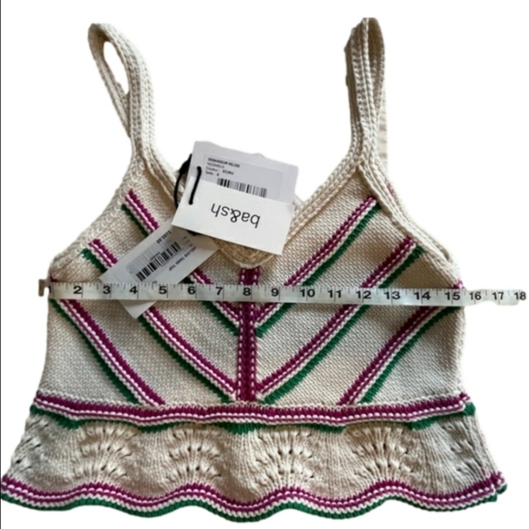 ba&sh Helois Tank Top Knit Cottagecore Fairy Festival Coastal Pink Green Ecru XS - Picture 3 of 11